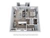 1 bed 1 bath 3D Floor Plan C